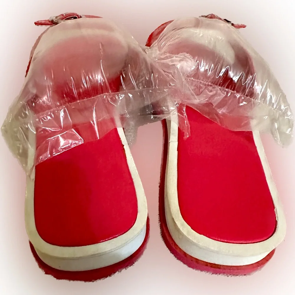 🌸Barbie Bubblegum Pink Slip-on Bickel Slides/Sandals sz:7 flip/flop Super Cute!